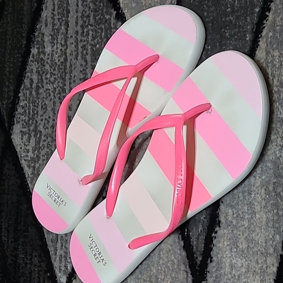 VICTORIA SECRET LOGO SIGNATURE STRIPES FLIP FLOPS SANDALS - Picture 5 of 11